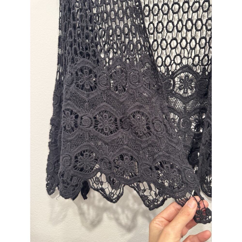 Forever 21 Black Crochet Cardigan Whimsigoth Boho Fairy Festival‎ Boho One Size - Picture 3 of 8